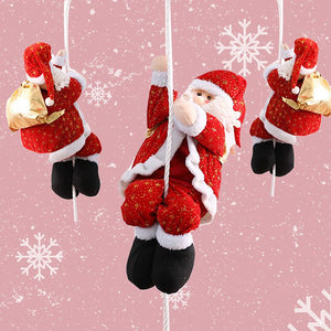 22-66cm Christmas Decoration Santa Claus Climbing On Rope for Xmas Tree Indoor Outdoor Wall Window Hanging Xmas Ornament Decor