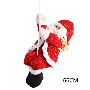 22-66cm Christmas Decoration Santa Claus Climbing On Rope for Xmas Tree Indoor Outdoor Wall Window Hanging Xmas Ornament Decor