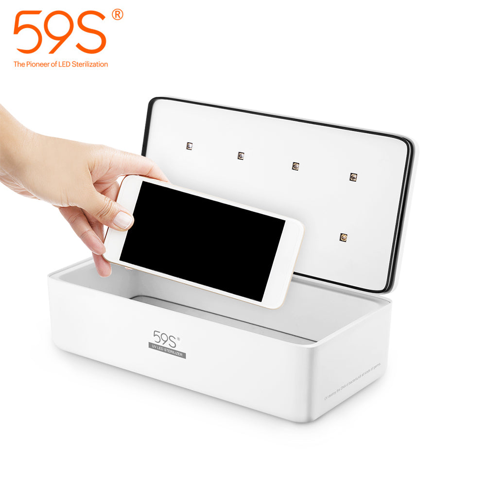 UV Light Sanitizer Sterilizer Box for Face Masks Smartphone Beauty Tools Kills 99.9% of Germs Virus Bacteria with 8 LEDs 59S S2