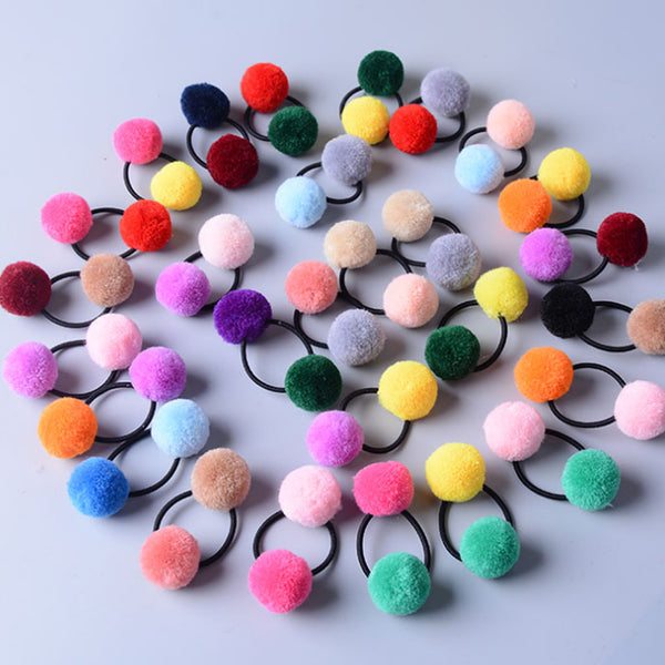 Hair Accessories - Cute Little Girls' Pompom Hair Ties Double Pom - closestconvenience