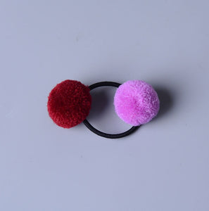 Hair Accessories - Cute Little Girls' Pompom Hair Ties Double Pom - closestconvenience