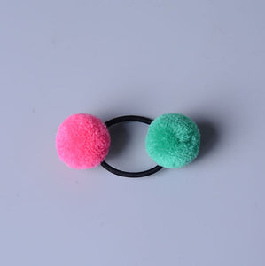 Hair Accessories - Cute Little Girls' Pompom Hair Ties Double Pom - closestconvenience