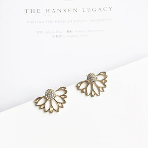 Double Sided Crystal Flower drop Earrings For Women fashion Jewelry - closestconvenience