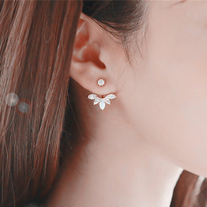 Double Sided Crystal Flower drop Earrings For Women fashion Jewelry - closestconvenience