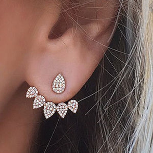 Double Sided Crystal Flower drop Earrings For Women fashion Jewelry - closestconvenience