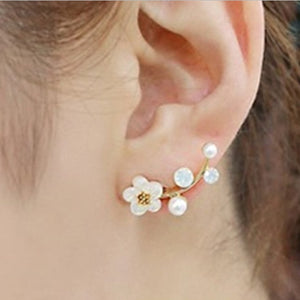 Double Sided Crystal Flower drop Earrings For Women fashion Jewelry - closestconvenience