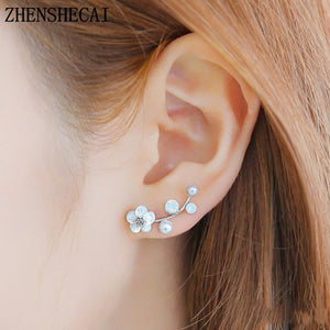 Double Sided Crystal Flower drop Earrings For Women fashion Jewelry - closestconvenience