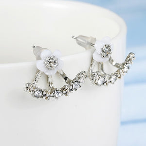 Double Sided Crystal Flower drop Earrings For Women fashion Jewelry - closestconvenience