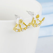 Load image into Gallery viewer, Double Sided Crystal Flower drop Earrings For Women fashion Jewelry - closestconvenience