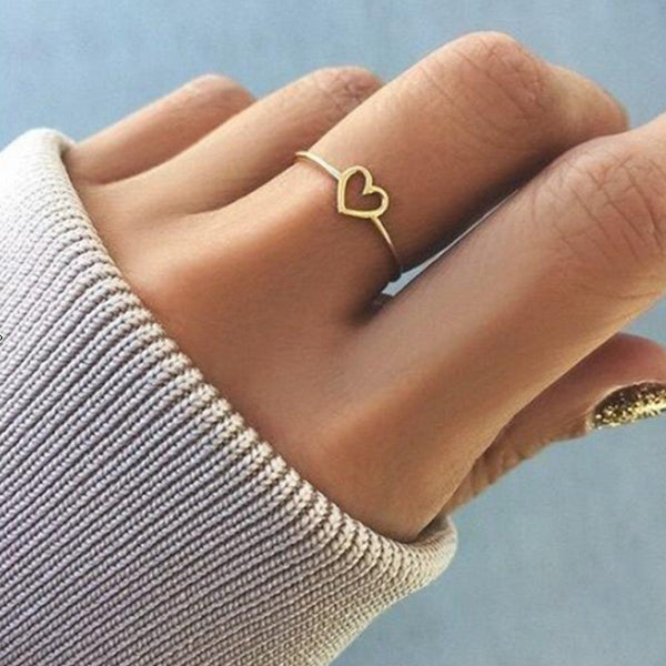 New Fashion Rose Gold Color Heart Shaped Wedding Ring for Woman - closestconvenience