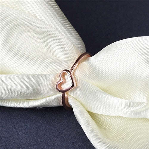 New Fashion Rose Gold Color Heart Shaped Wedding Ring for Woman - closestconvenience