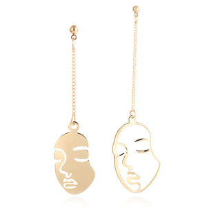 Stylish Hollow Out Face Dangle Earrings Girls Statement Drop Earrings - closestconvenience