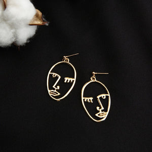 Stylish Hollow Out Face Dangle Earrings Girls Statement Drop Earrings - closestconvenience