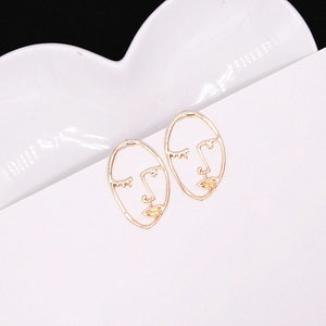 Stylish Hollow Out Face Dangle Earrings Girls Statement Drop Earrings - closestconvenience