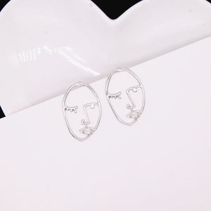 Stylish Hollow Out Face Dangle Earrings Girls Statement Drop Earrings - closestconvenience