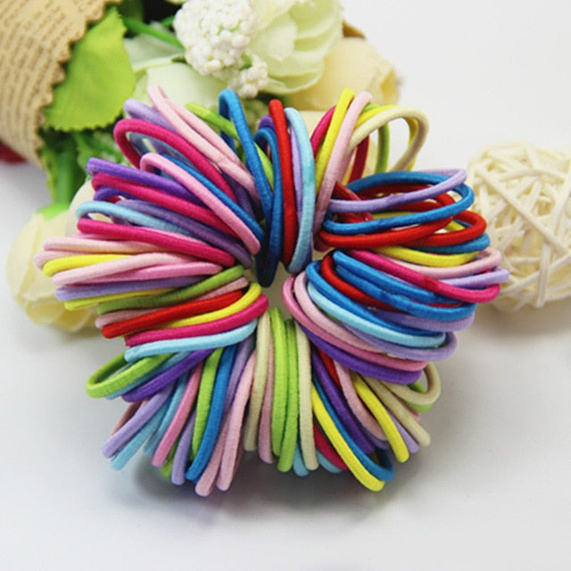 Girls Elastic Hair Bands Ponytail Holder Rubber Bands - Multicolor hair Tie Gum - closestconvenience