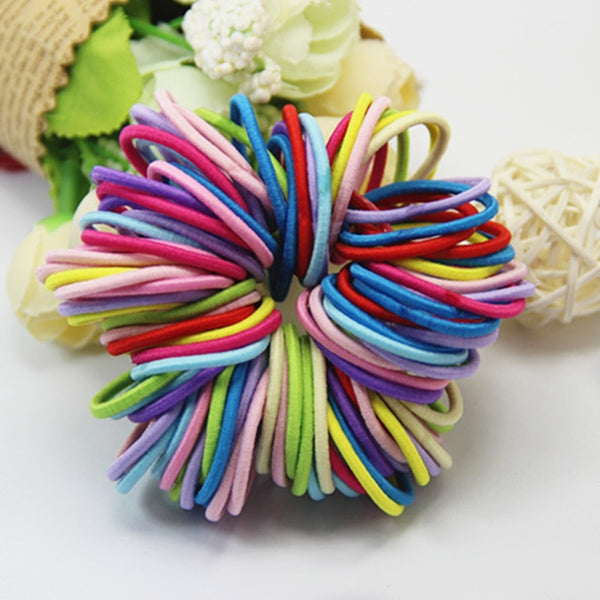 Girls Elastic Hair Bands Ponytail Holder Rubber Bands - Multicolor hair Tie Gum - closestconvenience