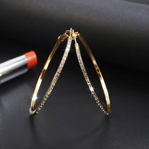 Simple Fashion Gold Color Silver Plated Big Round Earrings for Women - closestconvenience