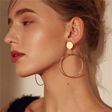 Load image into Gallery viewer, Simple Fashion Gold Color Silver Plated Big Round Earrings for Women - closestconvenience