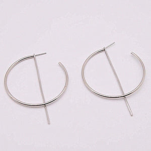 Simple Fashion Gold Color Silver Plated Big Round Earrings for Women - closestconvenience