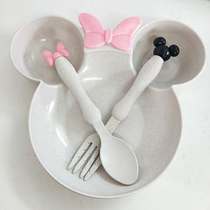 baby dinner plate - wheat straw bowl children cartoon tableware set - closestconvenience