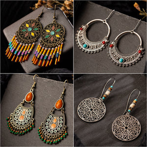 Multiple Vintage Ethnic Dangle Drop Earrings for Women Girls Jewelry - closestconvenience